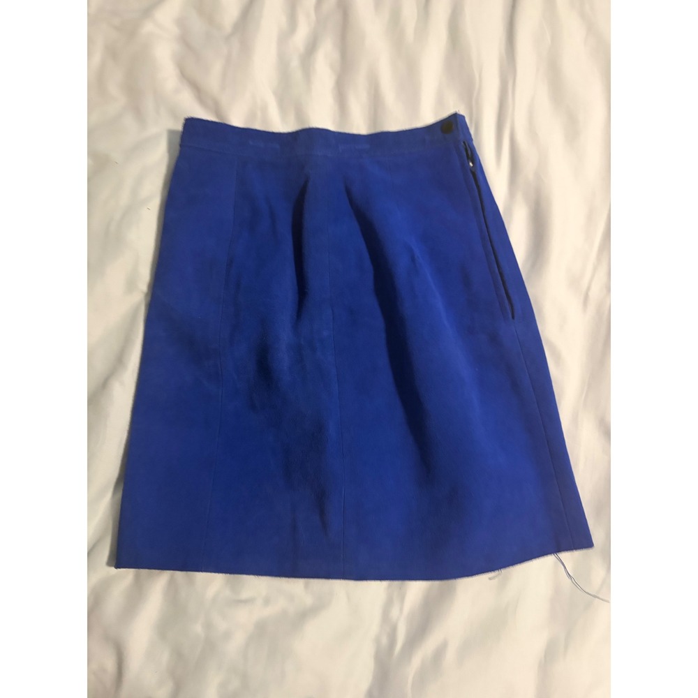 Phoenix Skirt Vintage Suede Royal Blue Side Zip Mini Skirt - Picture 5 of 7